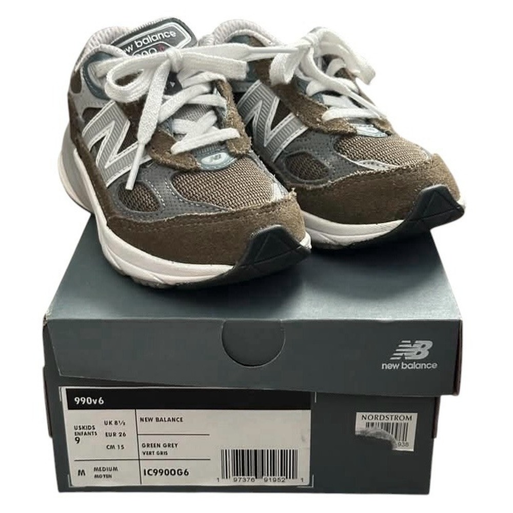 ' New Balance ' 990v6 Green Suede Mesh Unisex Toddler Sneakers Shoes Size 9